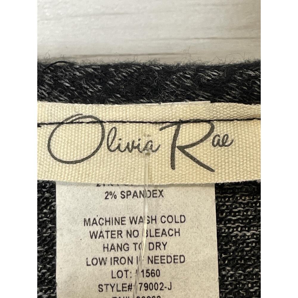 Olivia Rae Shirt Womens Medium Black Heathered Long Sleeve Tie Hem Made USA - Picture 6 of 8